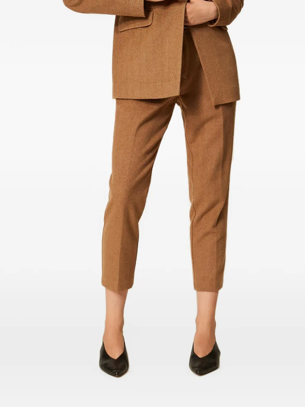 TWINSET Broek van wolblend met chevron-patroon Bruin