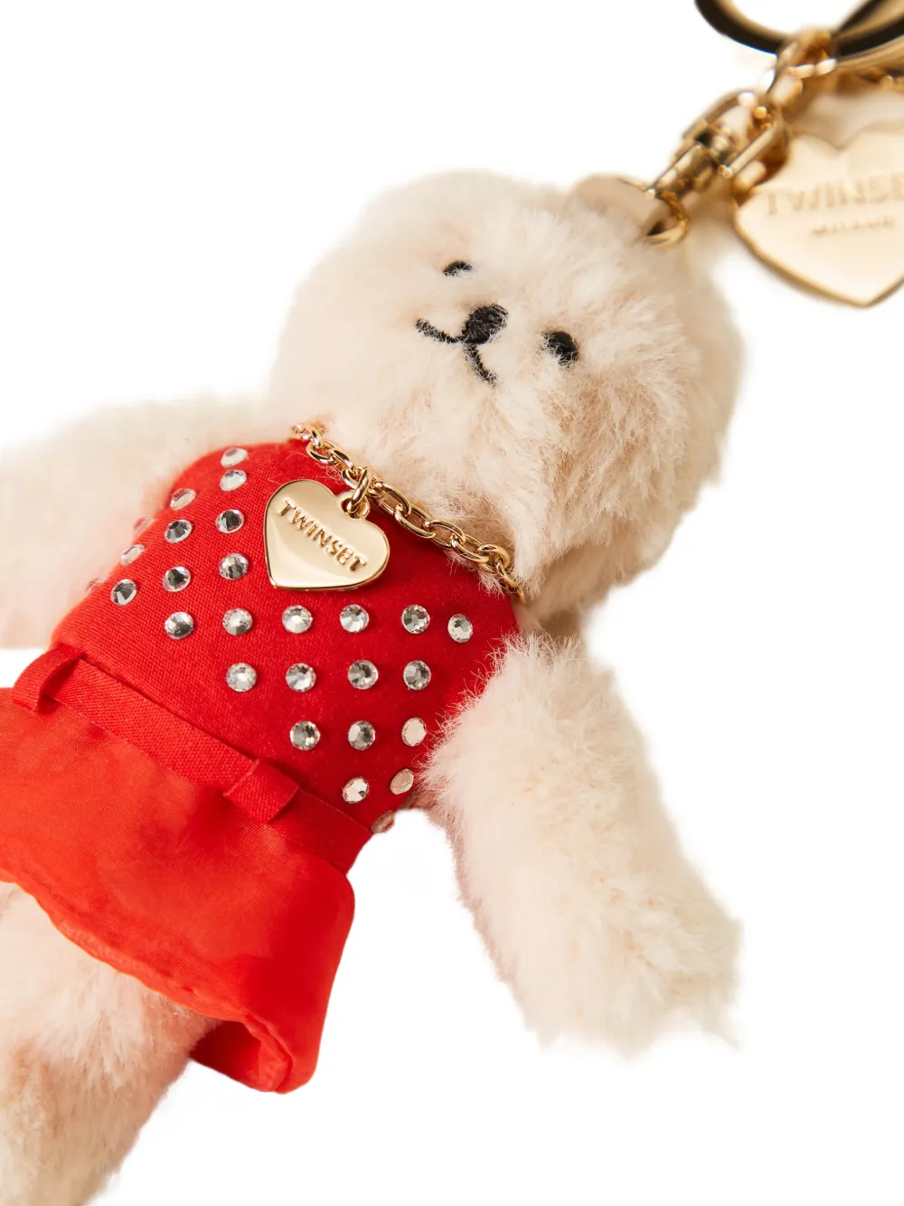 TWINSET Sleutelhanger met teddybeer en kristallen Beige