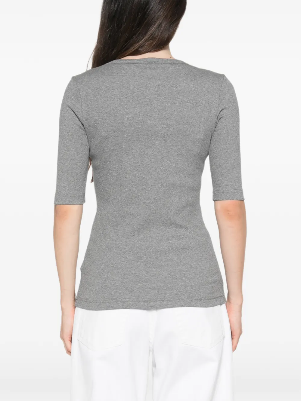 Fabiana Filippi Verfraaid T-shirt met diepe ronde hals Grijs