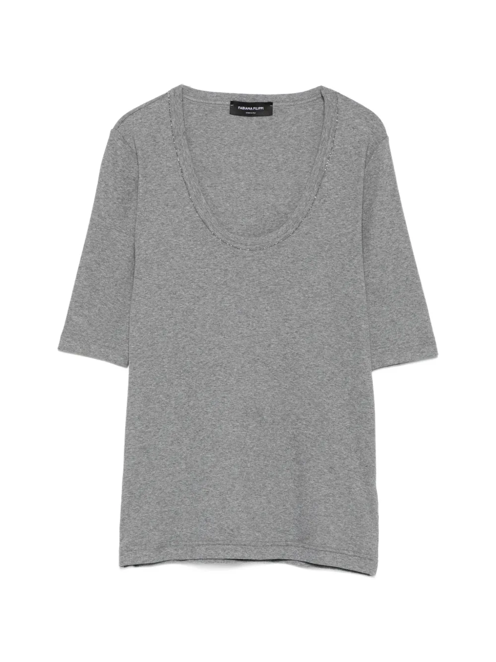 Fabiana Filippi embellished scoop-neck T-shirt - Grigio