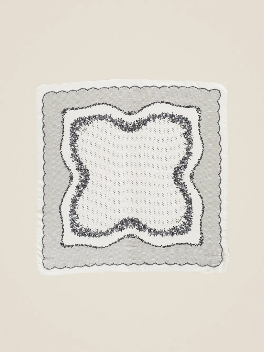 TWINSET Kefiah met stippen en kanten print Beige