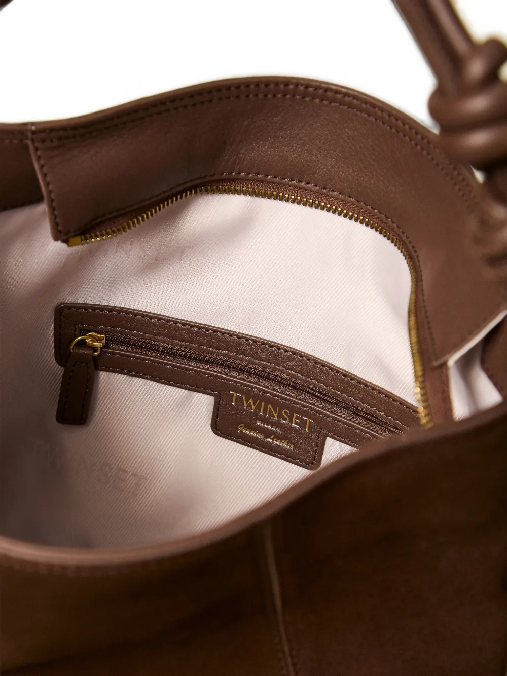 TWINSET Suède bucket-tas Bruin