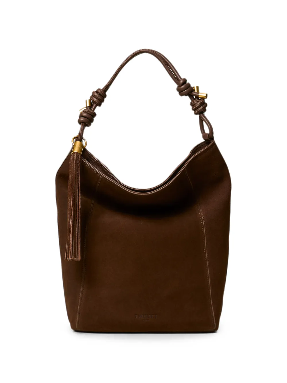 TWINSET Suède bucket-tas Bruin