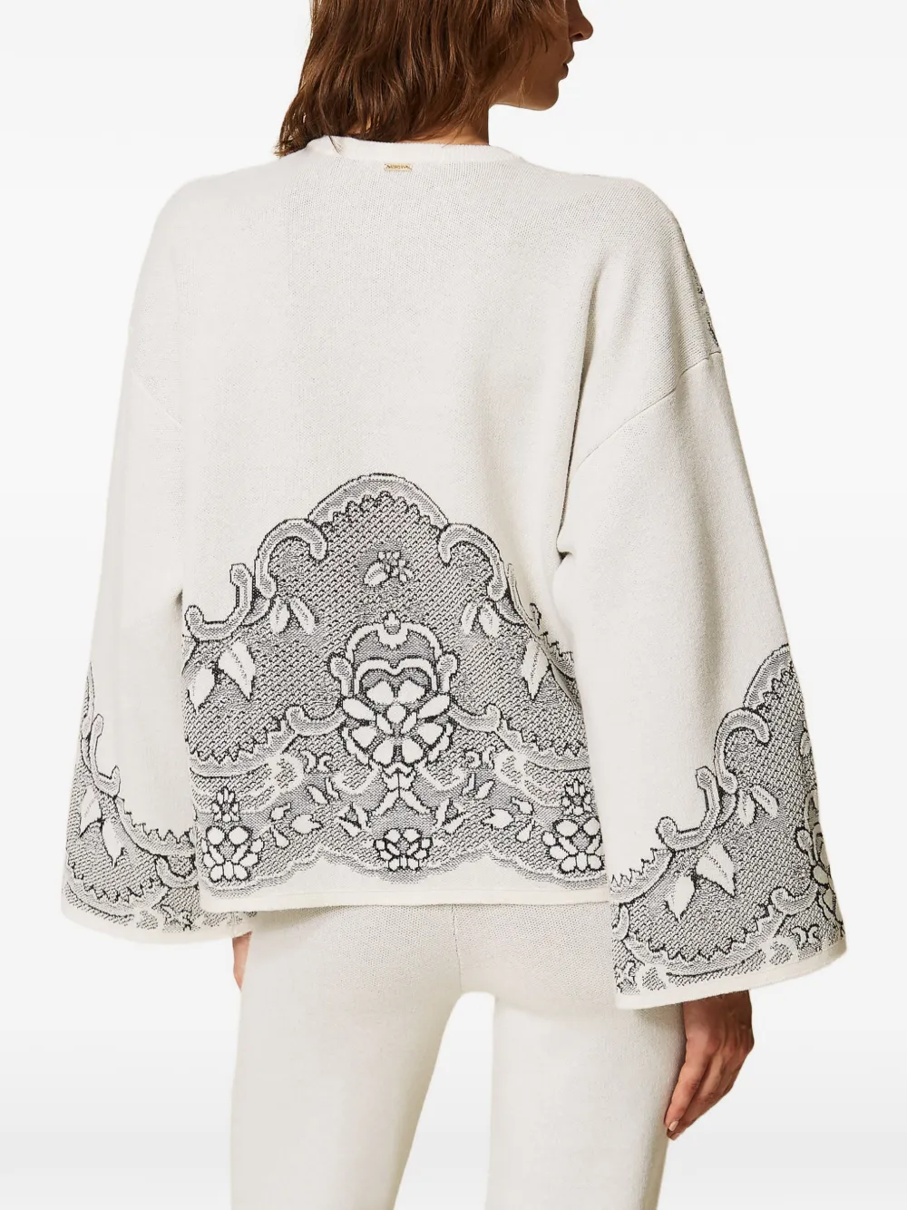 TWINSET Maxi-trui van wolblend met jacquard Wit