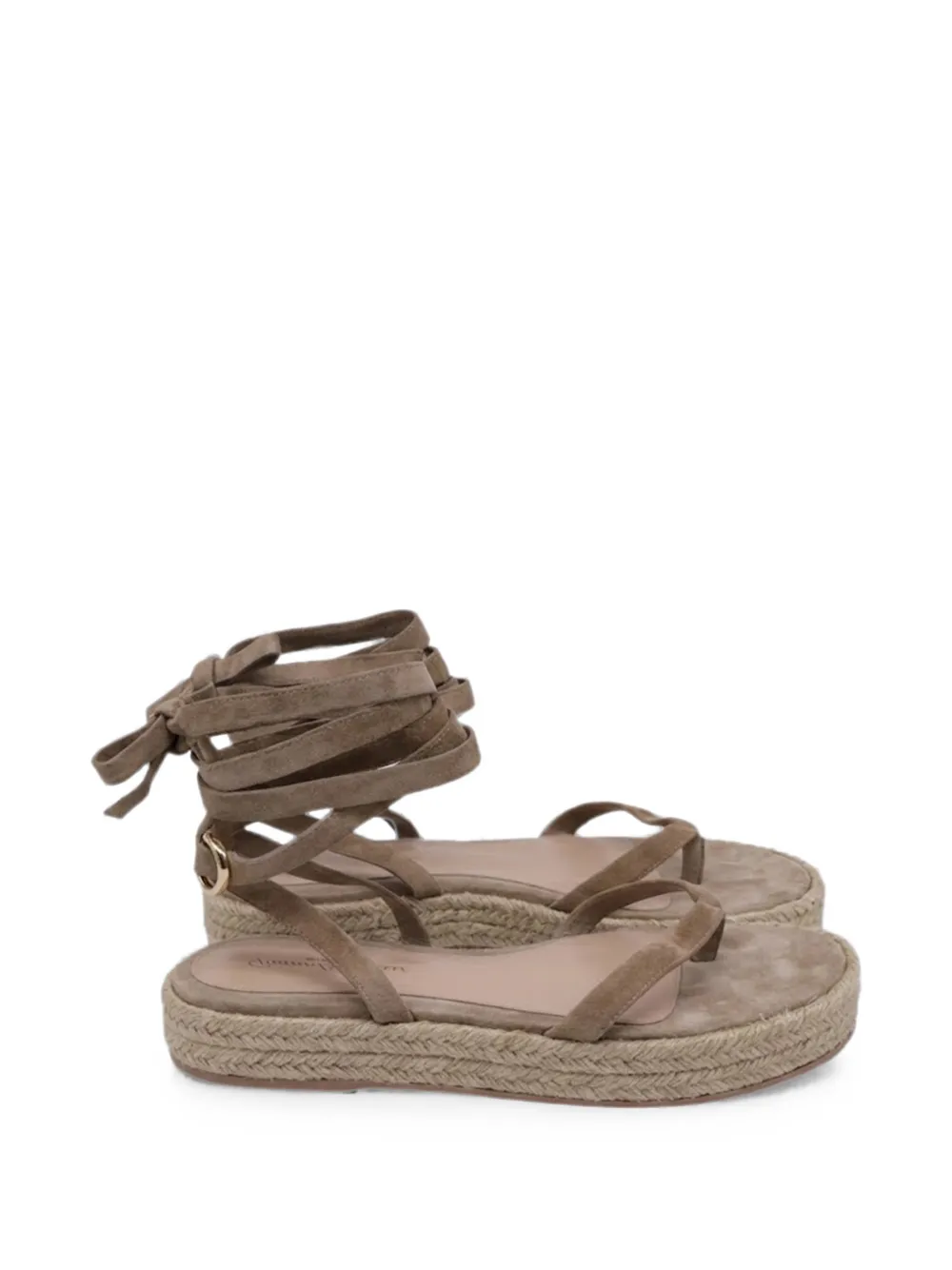 Gianvito Rossi Yasmine raffia-trimmed sandals - Nude
