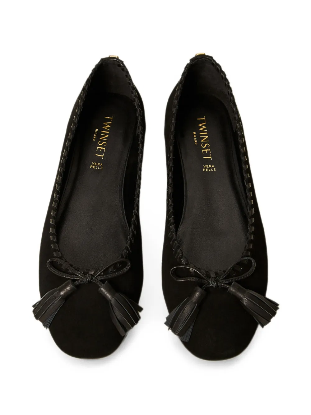 TWINSET Suède ballerina's met strik Zwart