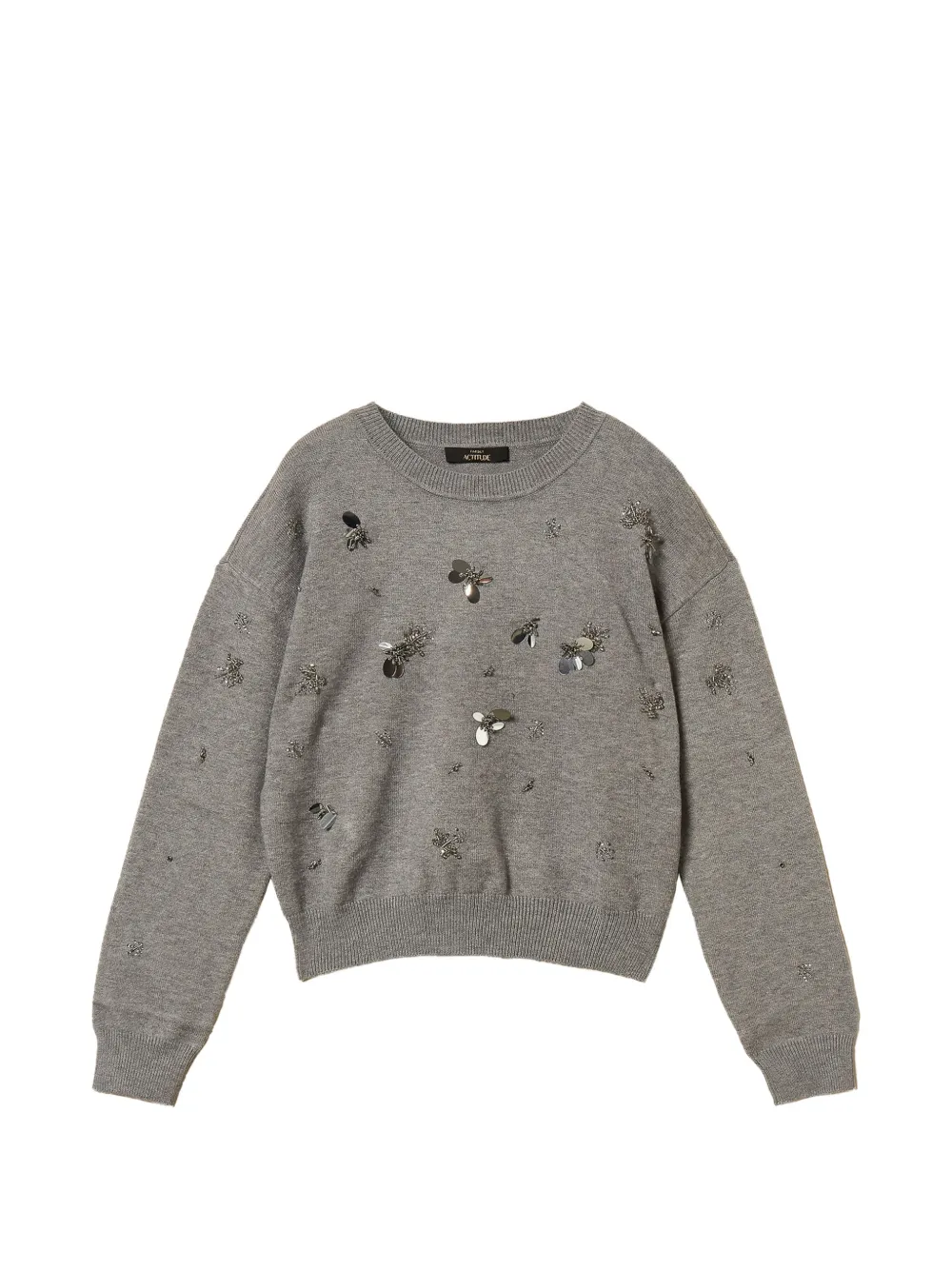 TWINSET crew-neck sweater with embroidery - Grigio