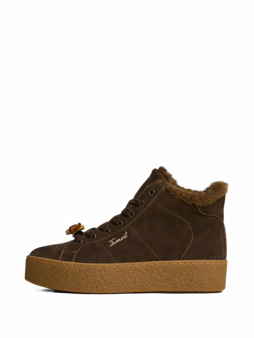 TWINSET high-top leather trainers - Braun