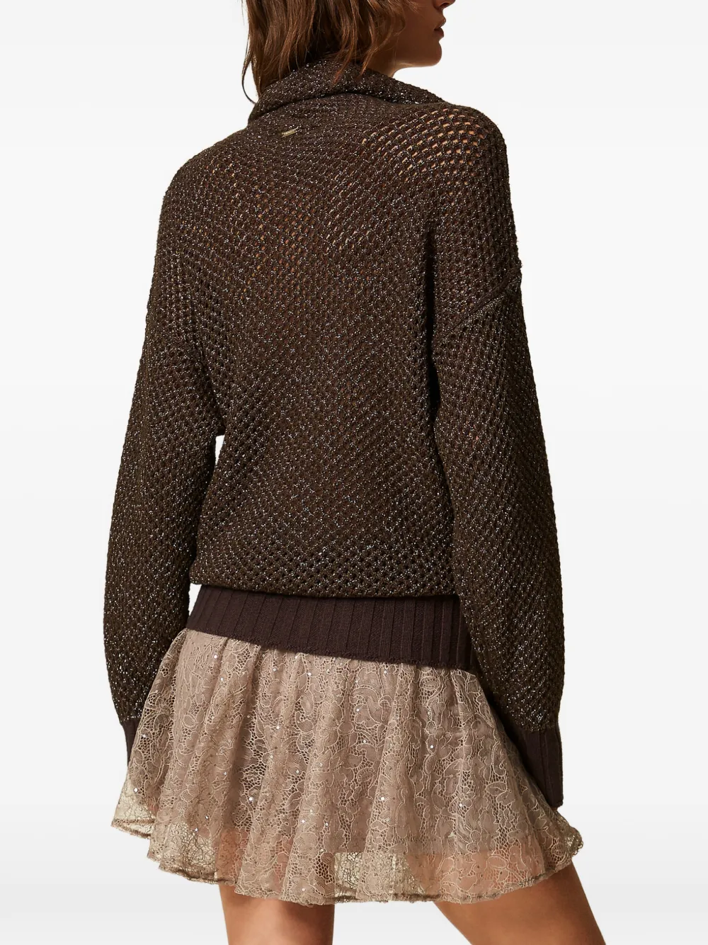 TWINSET Mesh coltrui met lurex Bruin