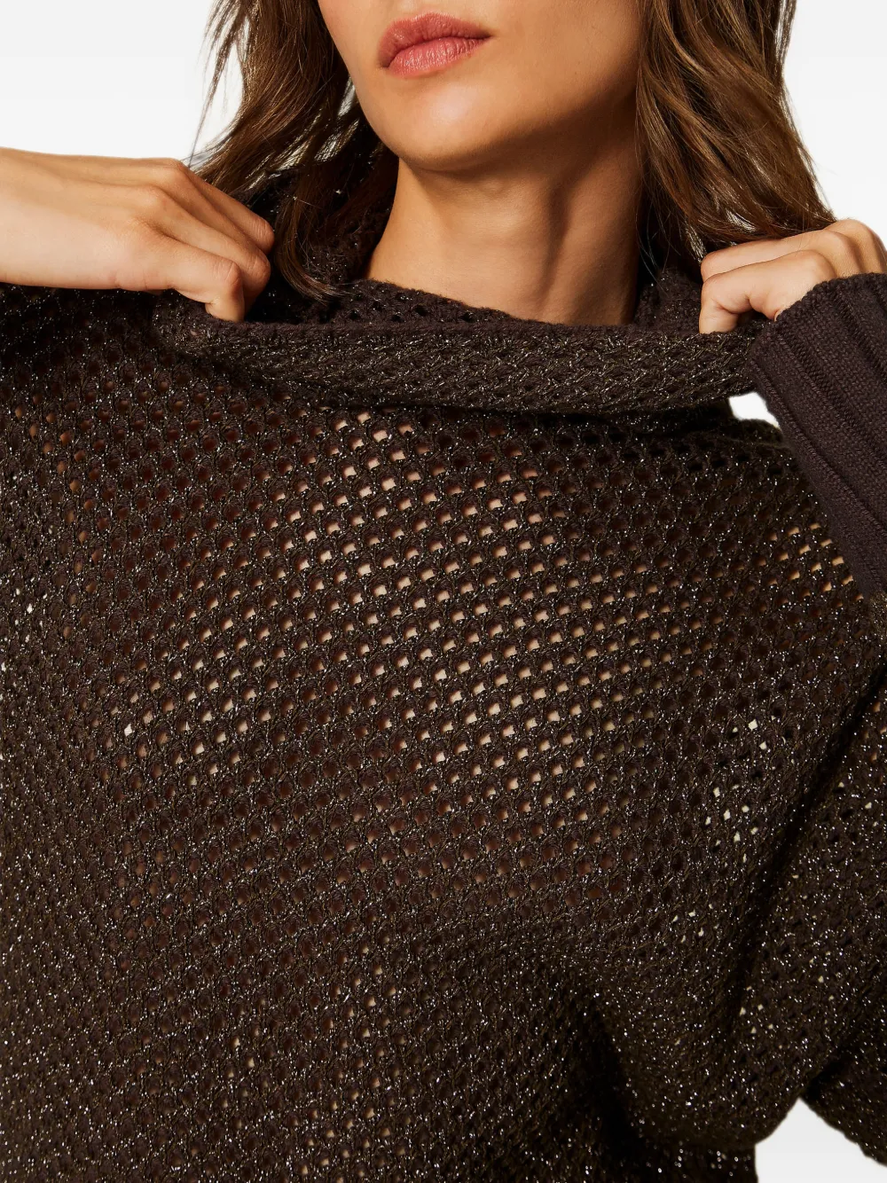 TWINSET Mesh coltrui met lurex Bruin