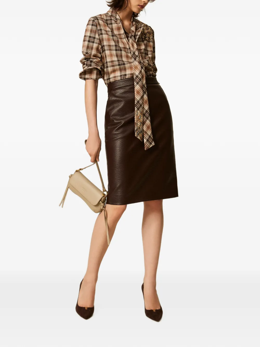 TWINSET Midi-rok van imitatieleer Bruin