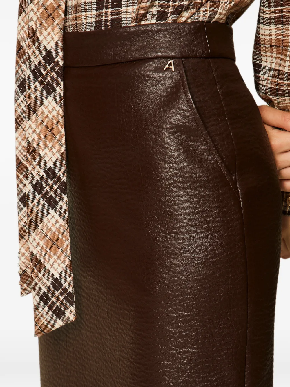 TWINSET Midi-rok van imitatieleer Bruin