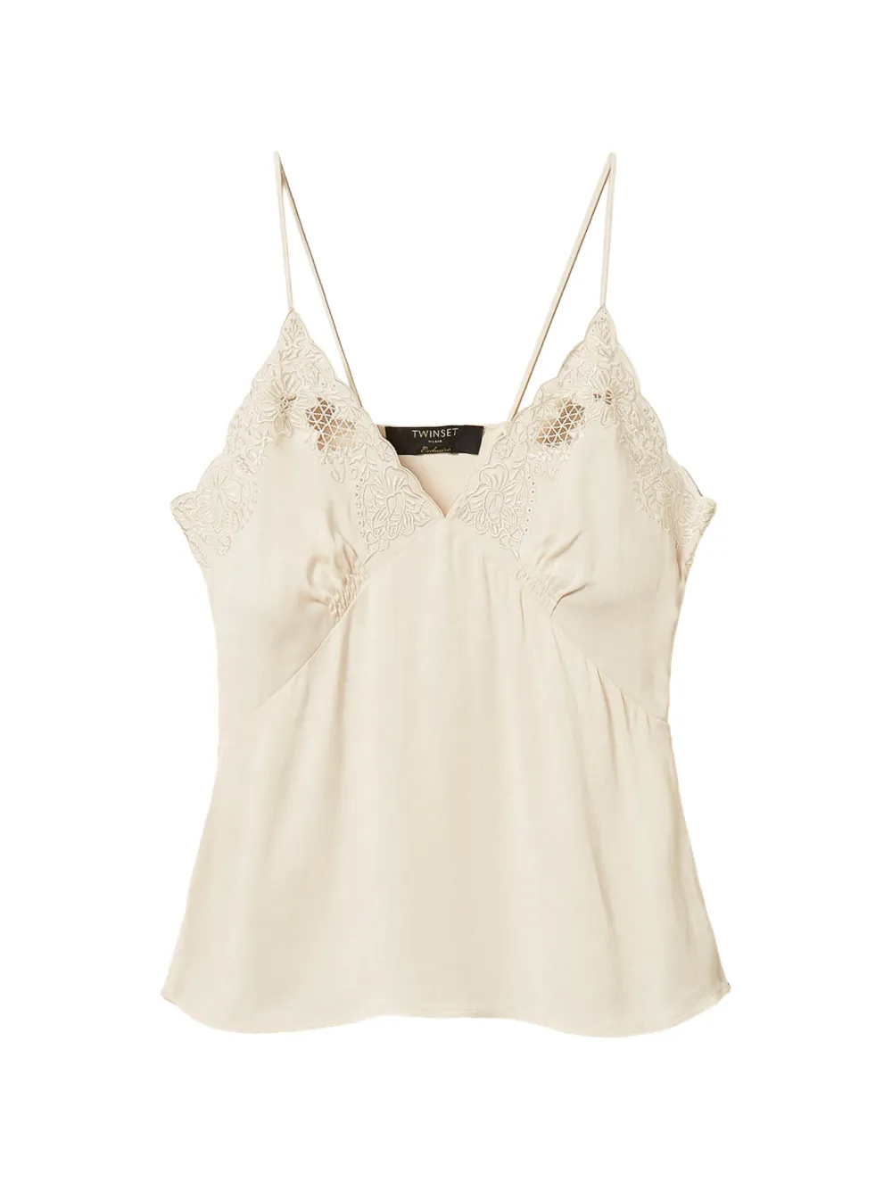 TWINSET envers satin top with embroidery - Toni neutri