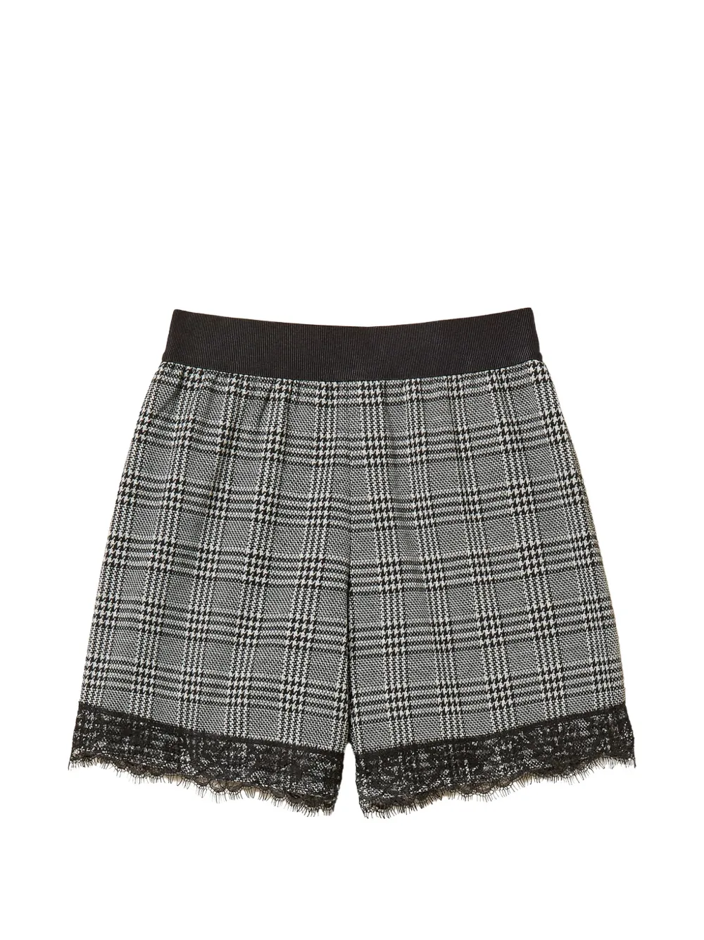 TWINSET Kids Shorts met Prince of Wales-ruit en kanten afwerking Grijs