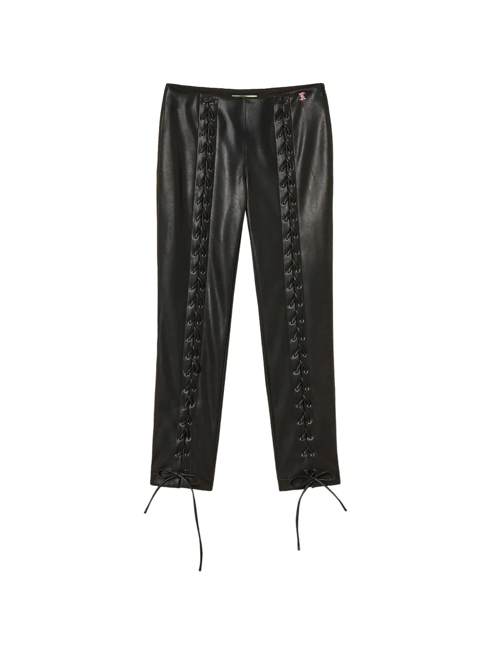 TWINSET Hose aus Faux-Leder mit Schnürung - Schwarz