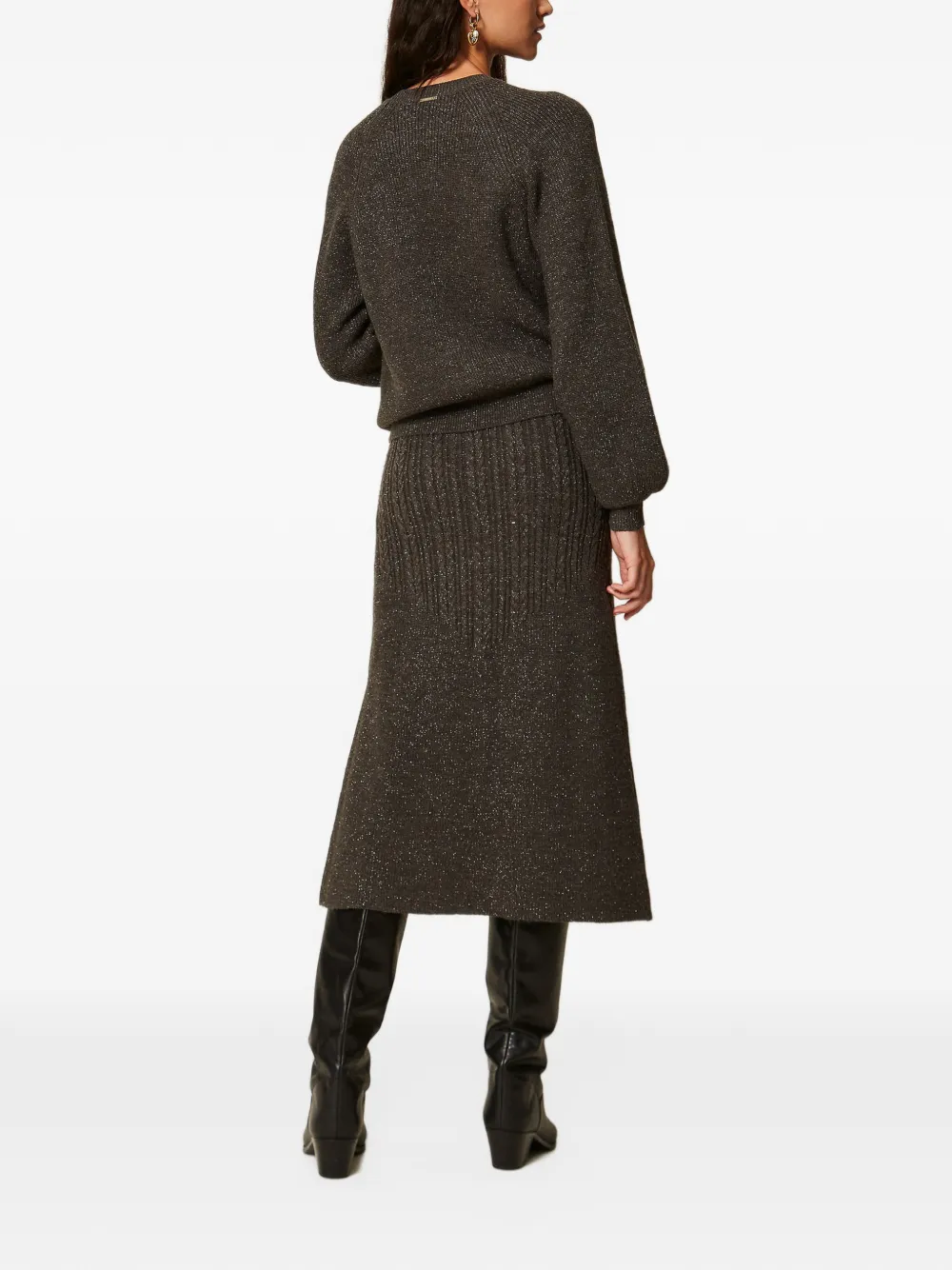 TWINSET cable knit midi skirt Grijs