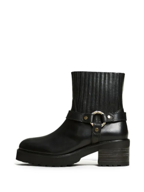 TWINSET leather short biker boots with ring