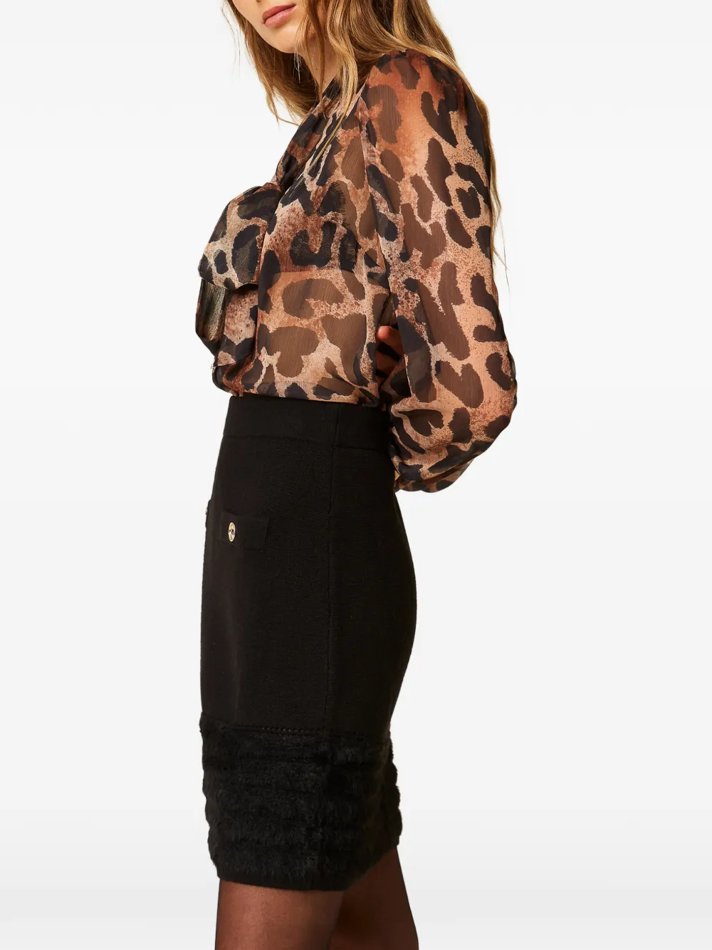 TWINSET Gebreide rok met goudkleurige knopen Zwart