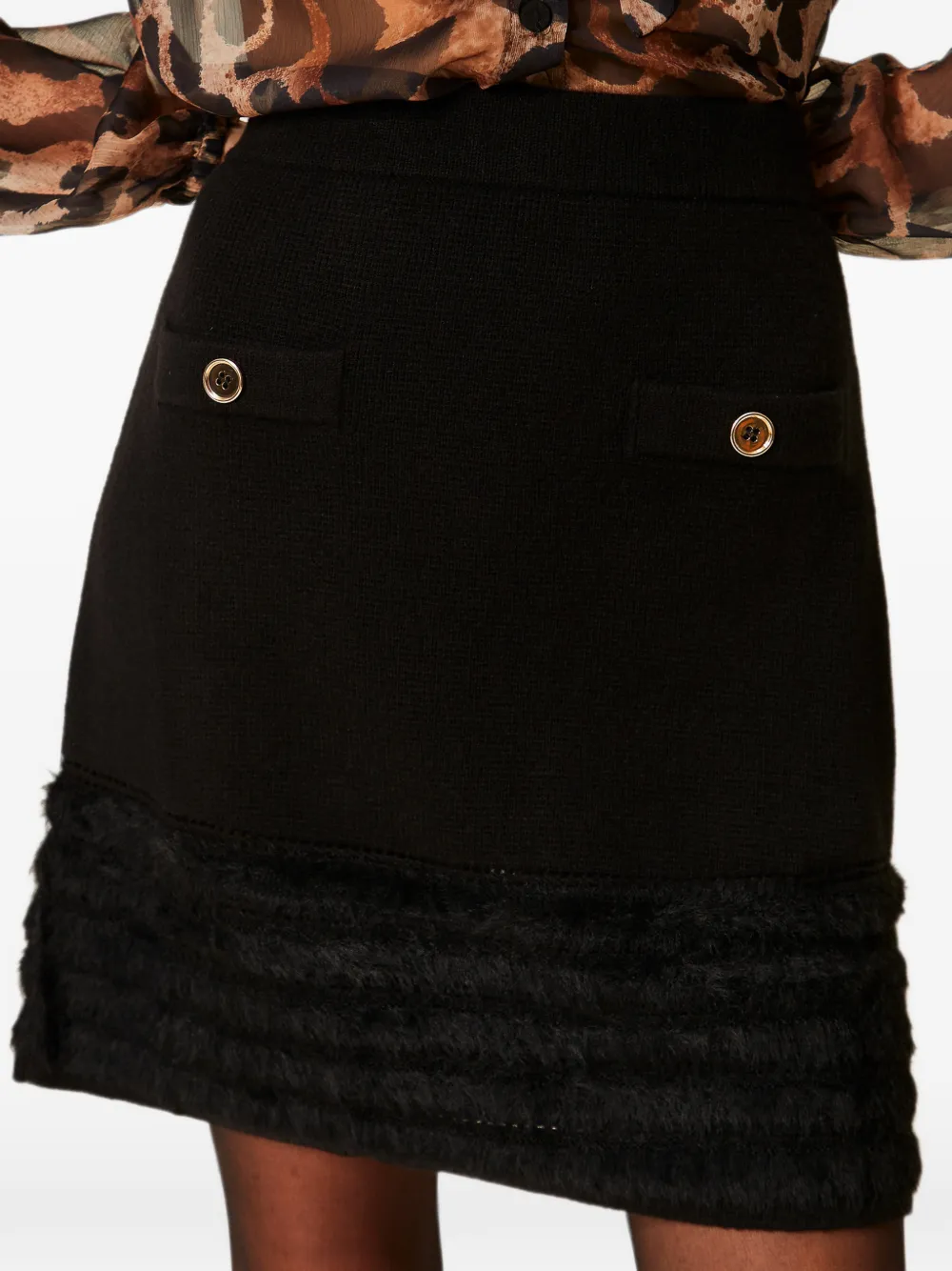 TWINSET Gebreide rok met goudkleurige knopen Zwart