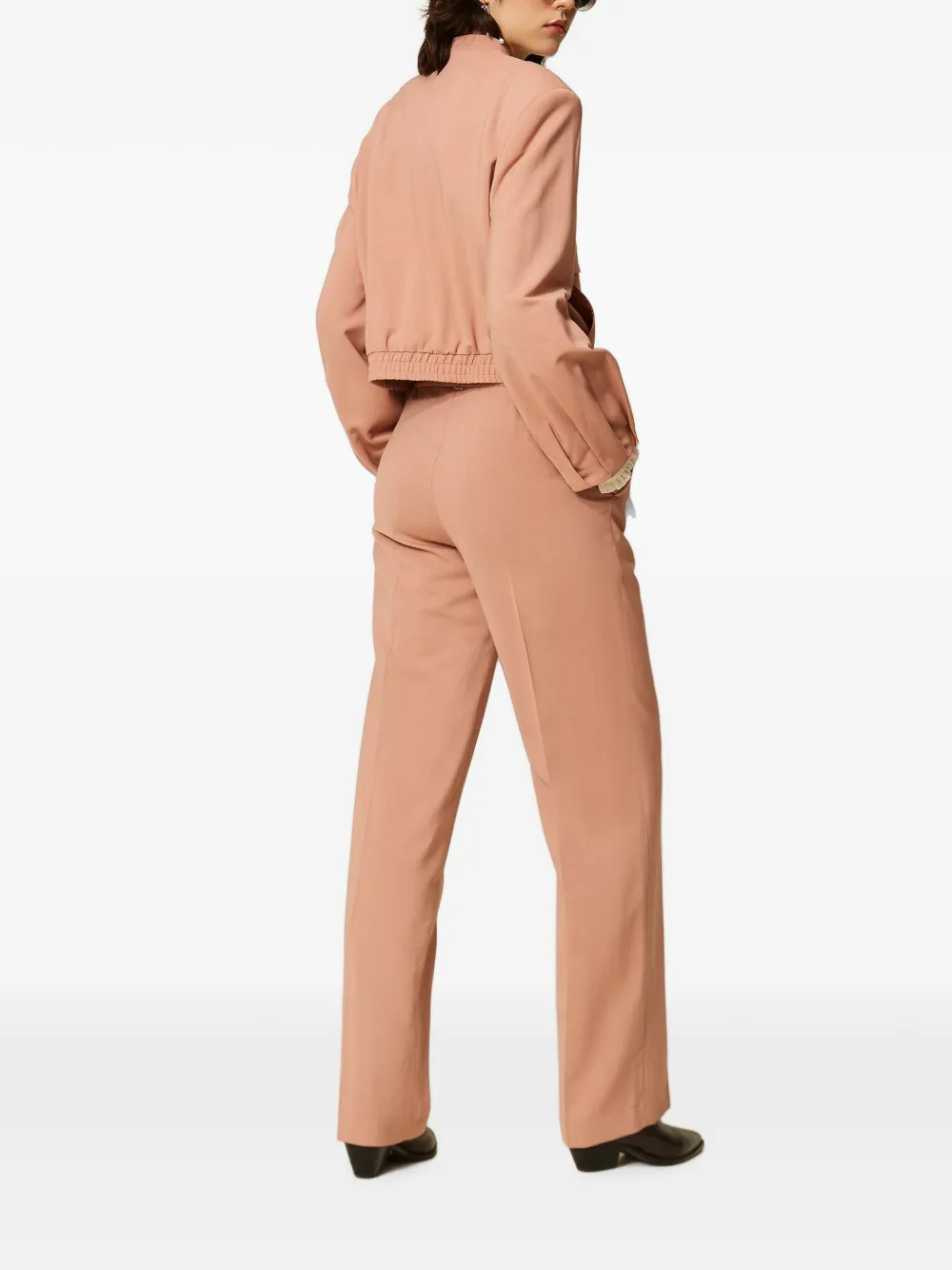 TWINSET Straight twill broek met zakken Beige