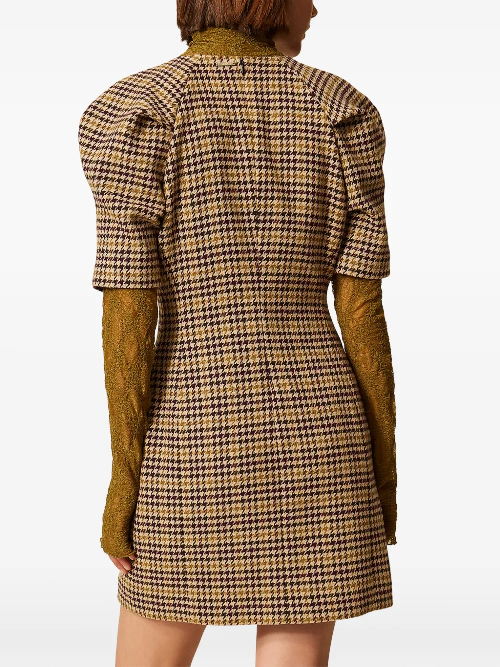 TWINSET Mini-jurk van pied-de-poule print en jacquard Bruin
