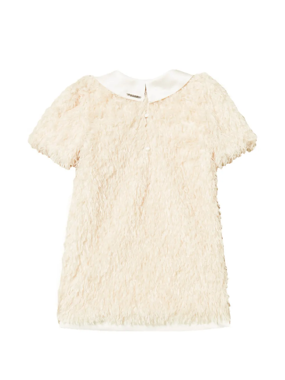 TWINSET Kids Jurk met Peter Pan-kraag en veren-effect Beige