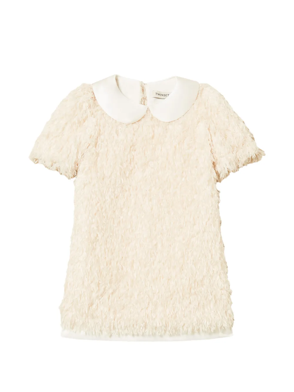 TWINSET Kids Jurk met Peter Pan-kraag en veren-effect Beige