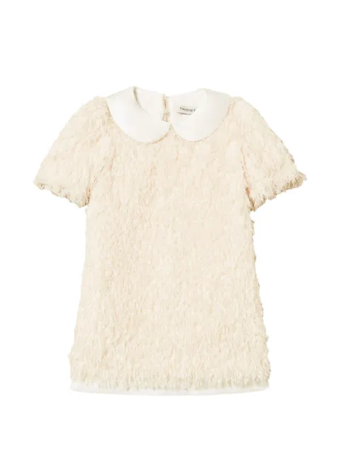 TWINSET Kids feather-effect Peter Pan collar dress