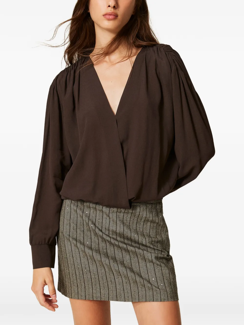 TWINSET Crêpe de chine blouse Bruin
