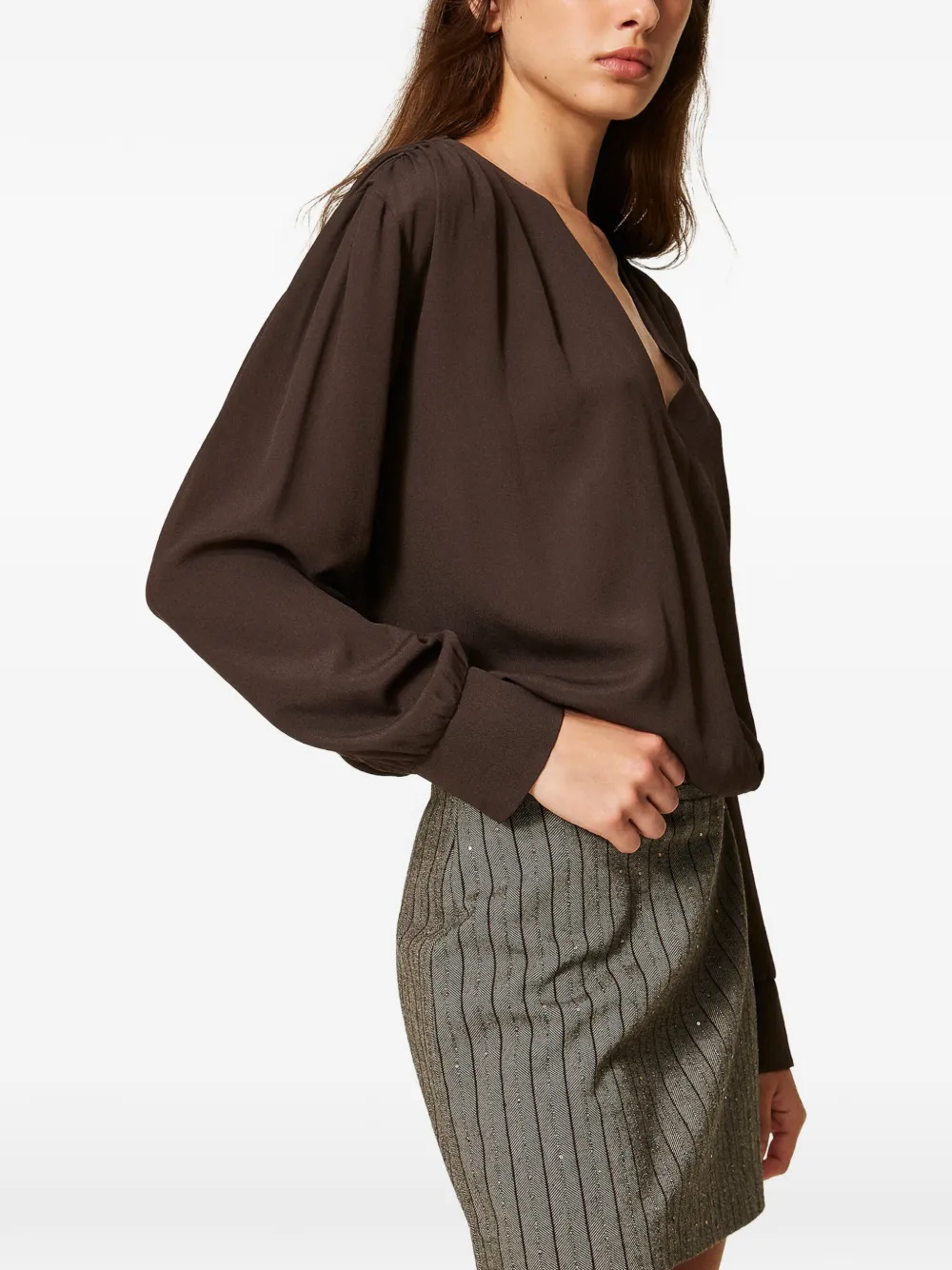 TWINSET Crêpe de chine blouse Bruin