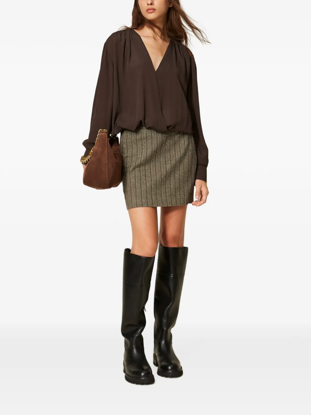 TWINSET Crêpe de chine blouse Bruin
