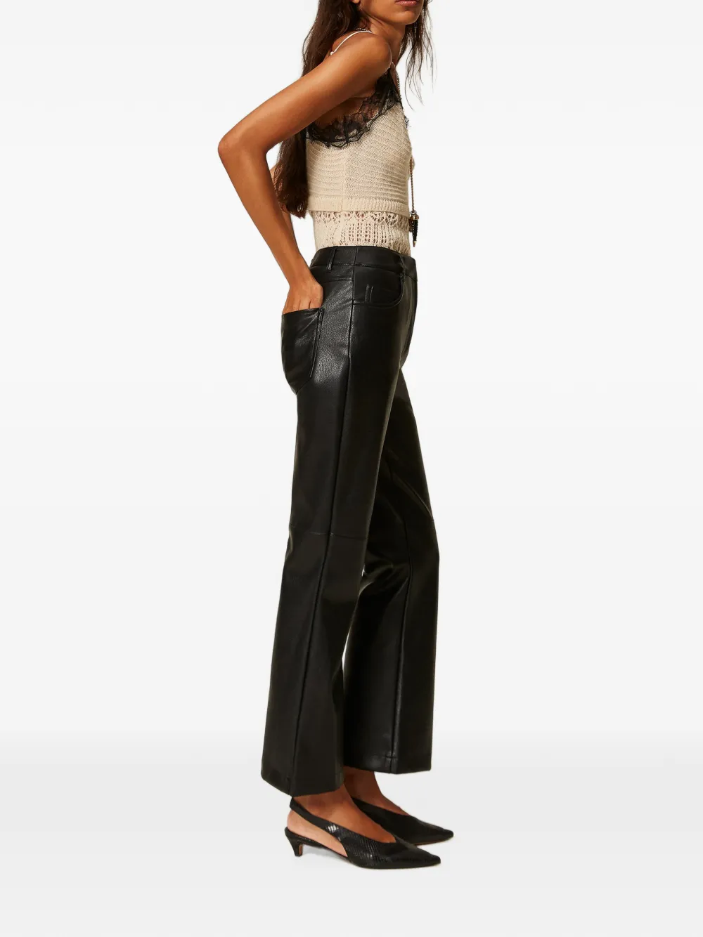 TWINSET Broek van imitatieleer Zwart