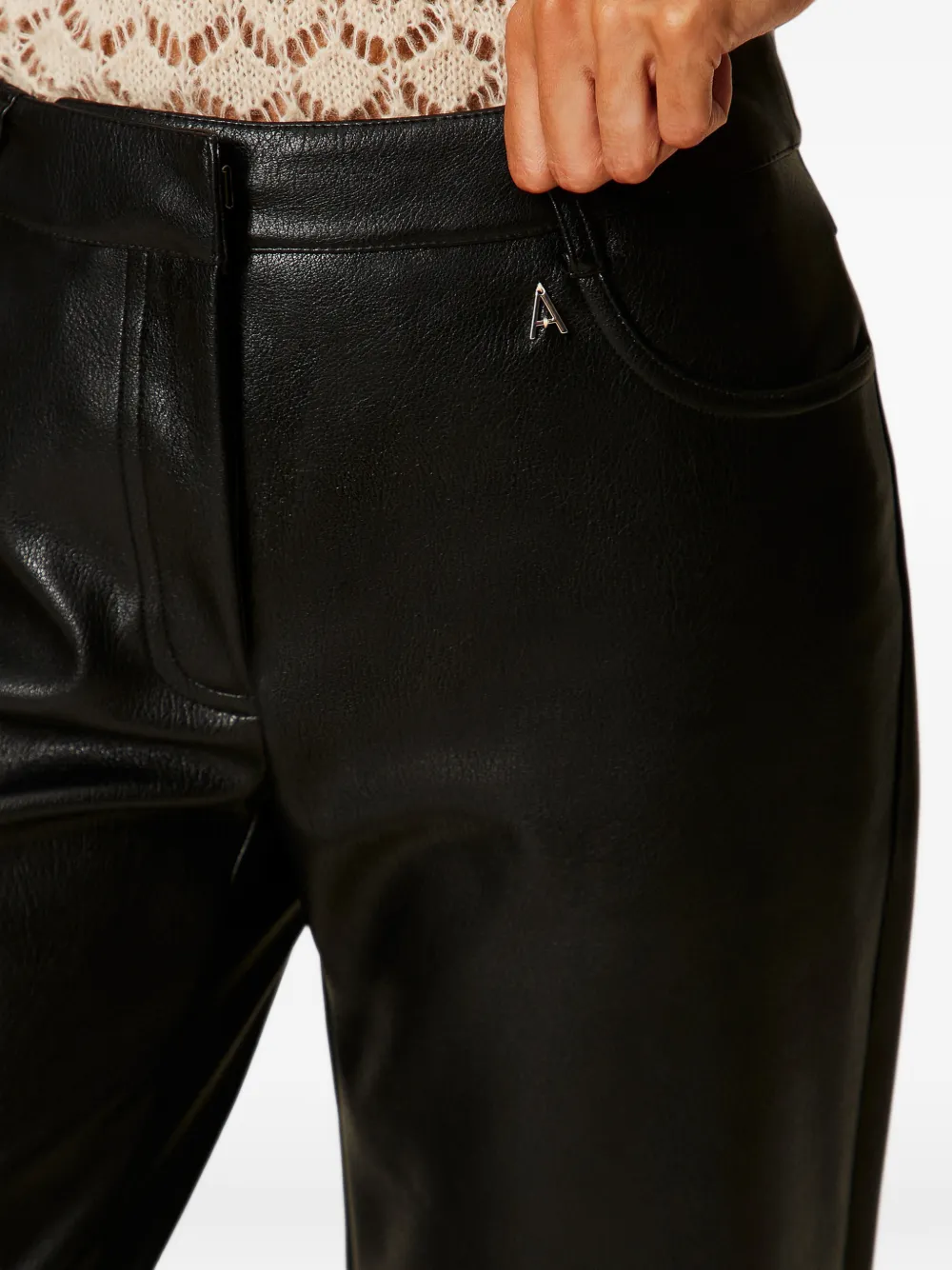 TWINSET Broek van imitatieleer Zwart