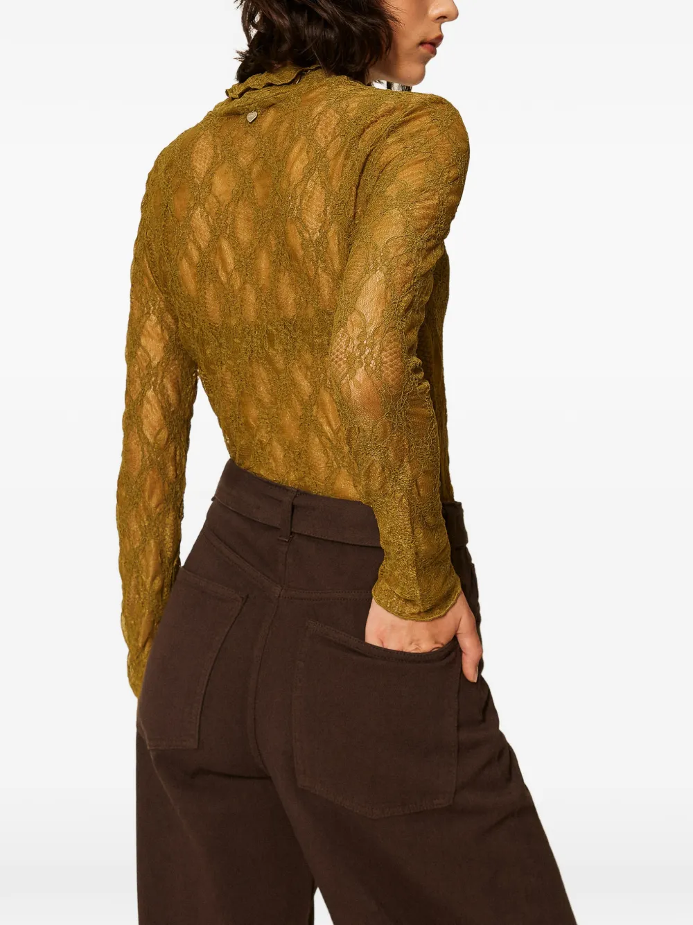 TWINSET Top van stretchkant met col Groen