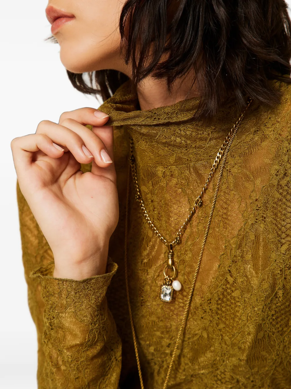 TWINSET Top van stretchkant met col Groen