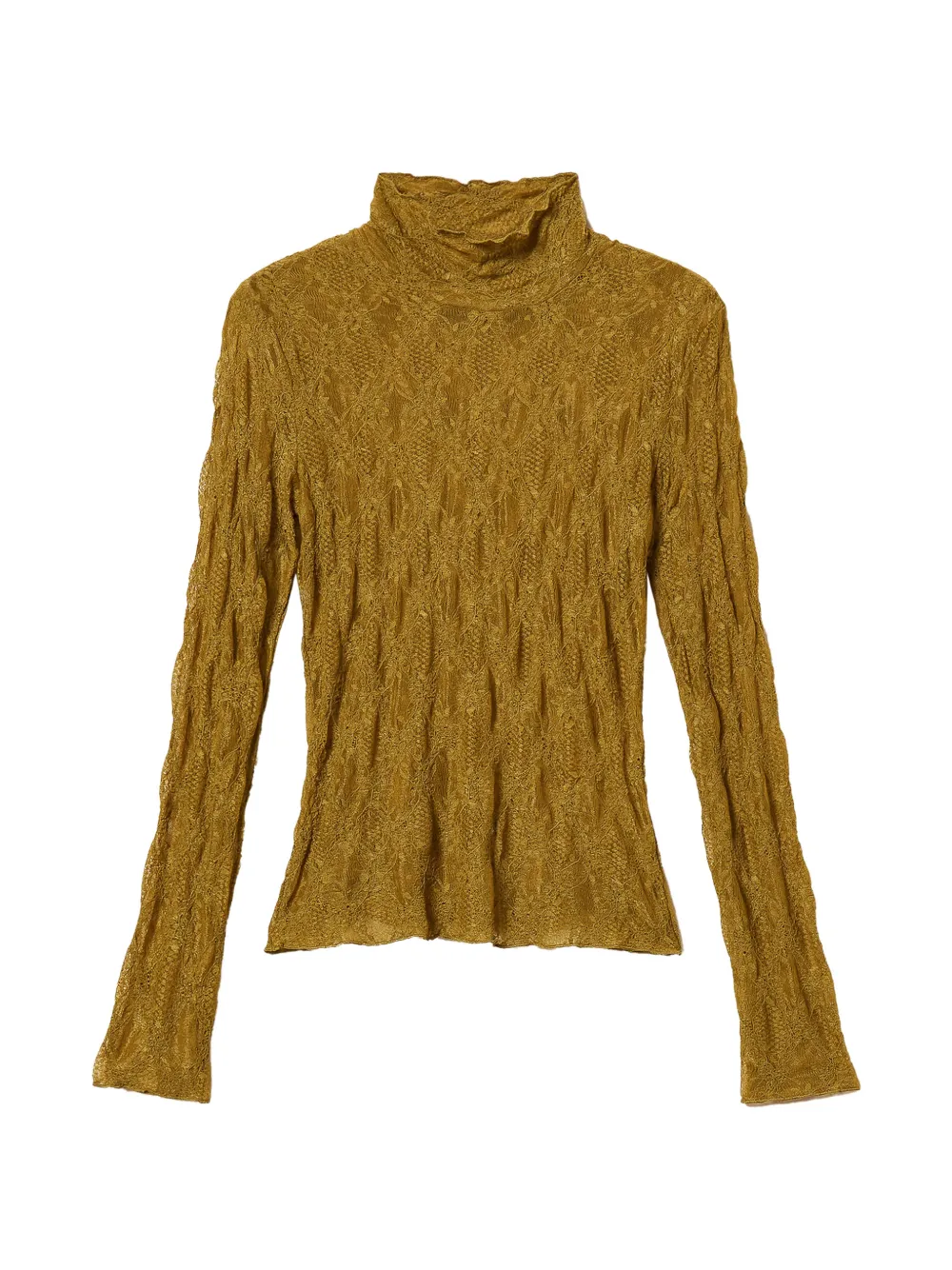 TWINSET stretch lace turtleneck top - Verde