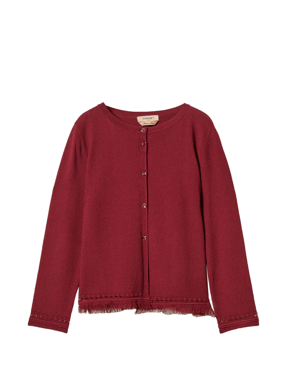 TWINSET Cardigan in maglia con frange - Rosso