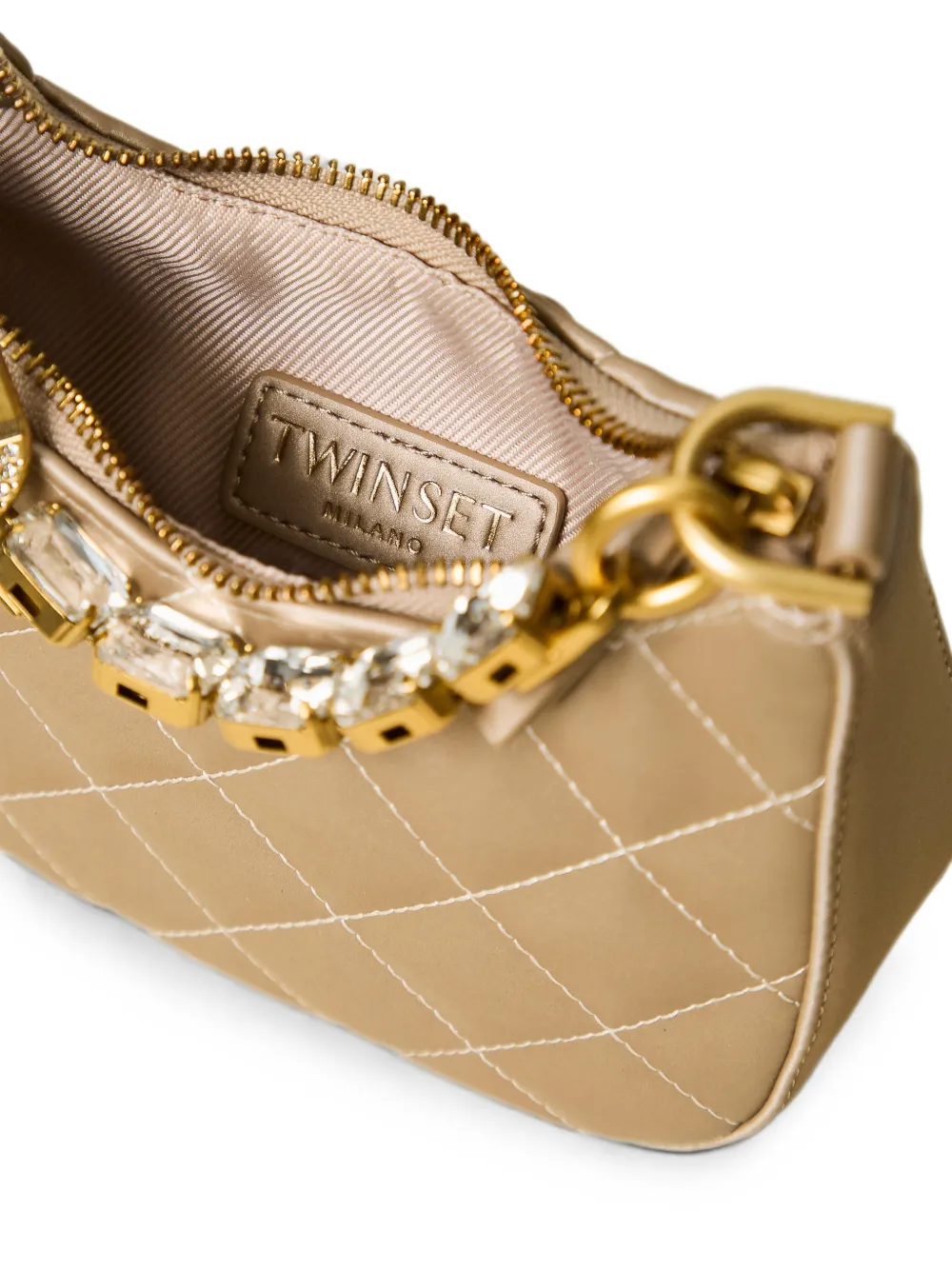 TWINSET Shopper verfraaid met kristallen Beige