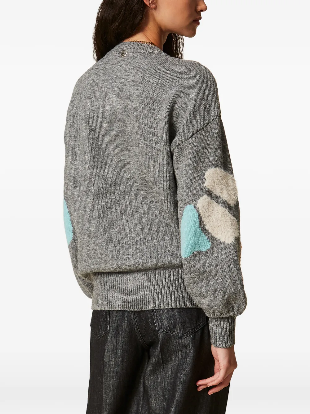 TWINSET jumper with inlaid flower Grijs