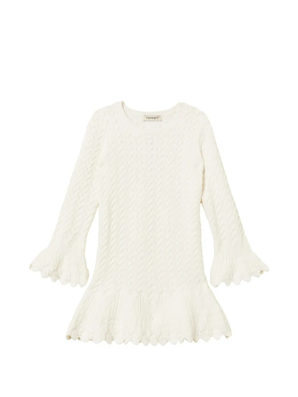 TWINSET Kids cable-knit ruffled dress - Toni neutri
