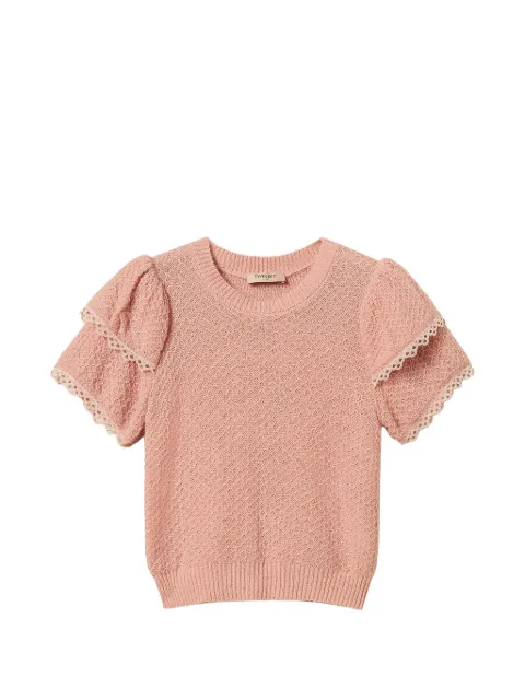 TWINSET crew neck jumper with flounces