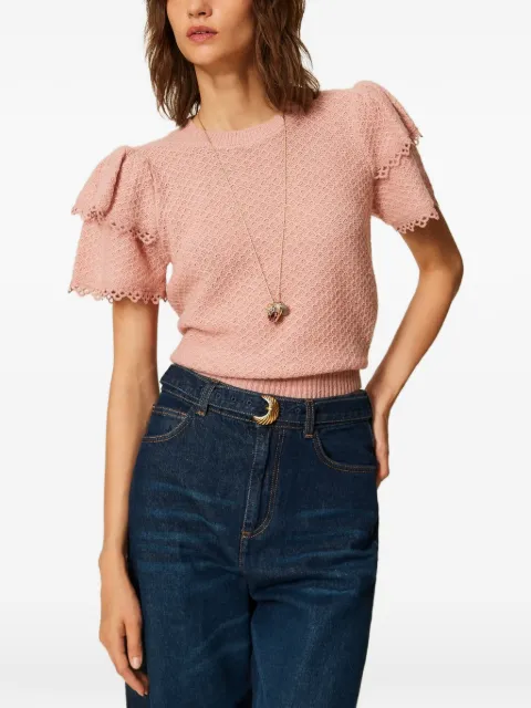 TWINSET suéter con volantes y cuello redondo