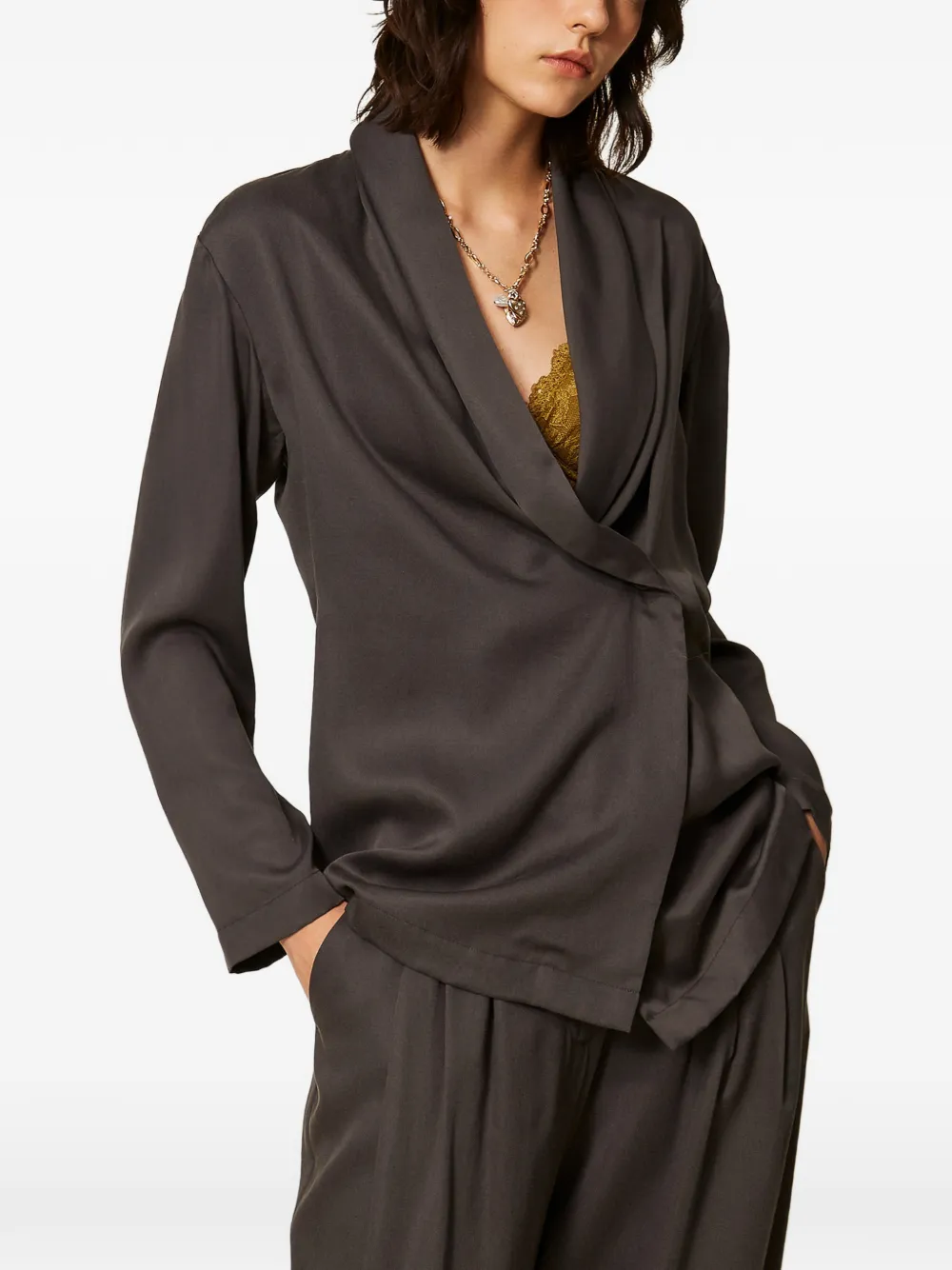 TWINSET Satijnen blazer Grijs
