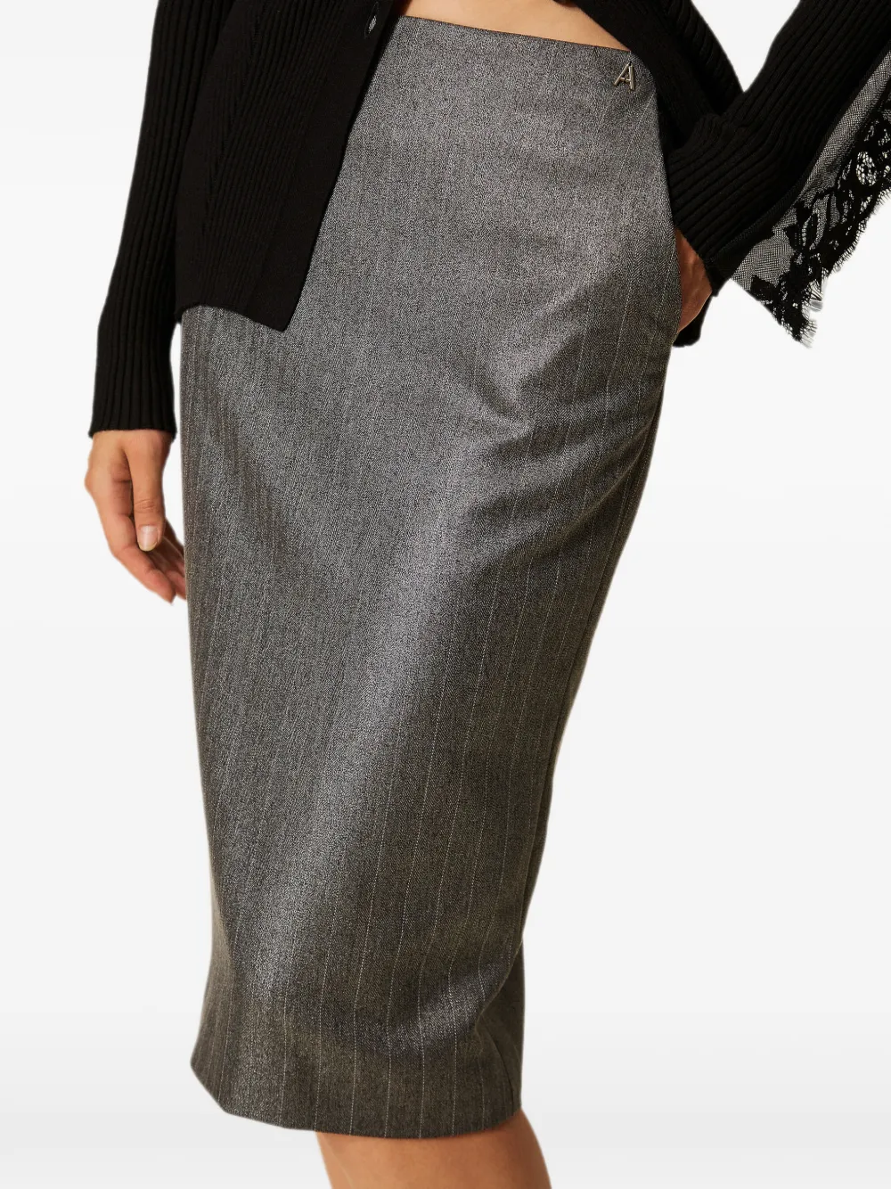 TWINSET Midi-rok met krijtstreep Grijs