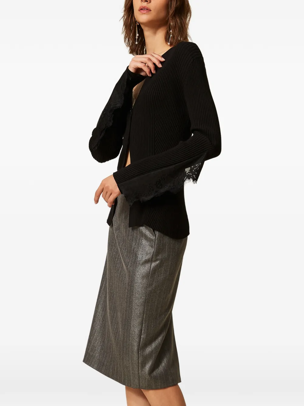 TWINSET Midi-rok met krijtstreep Grijs