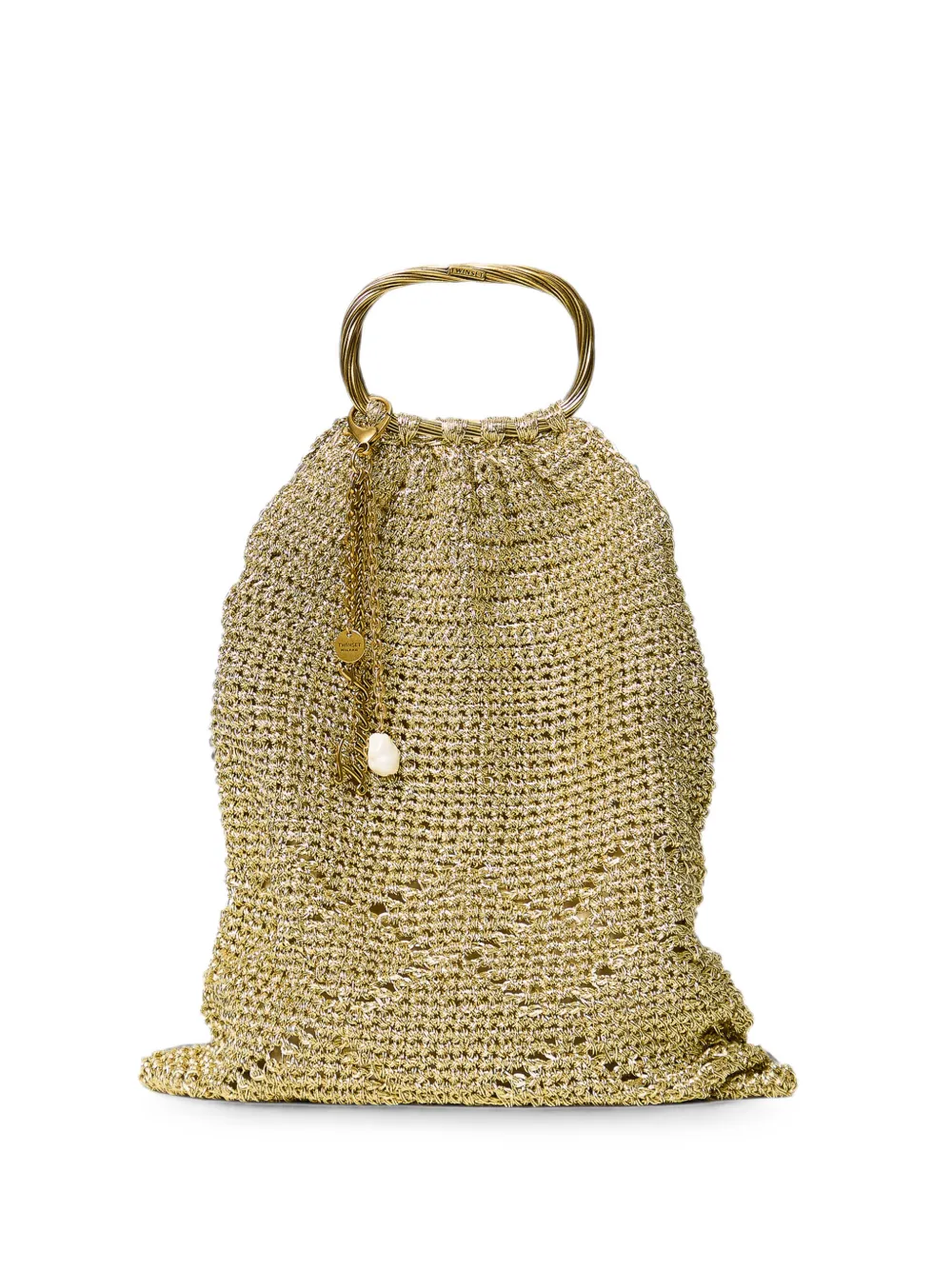 Twinset Lurex Crochet Handbag In Brown