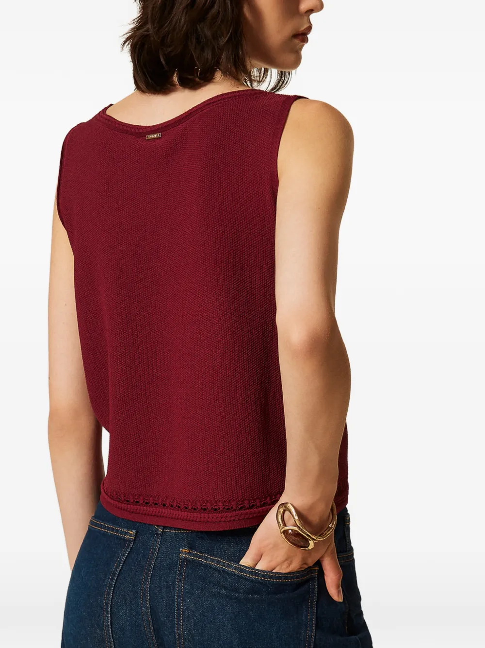 TWINSET Gebreide top met franje Rood
