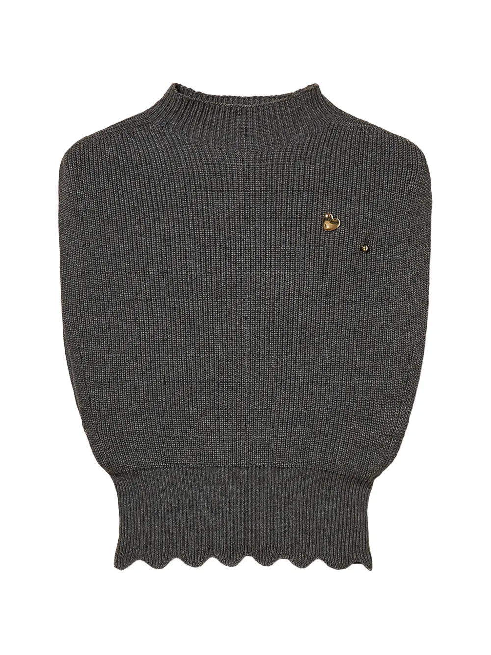 TWINSET Top in misto lana con spilla - Grigio