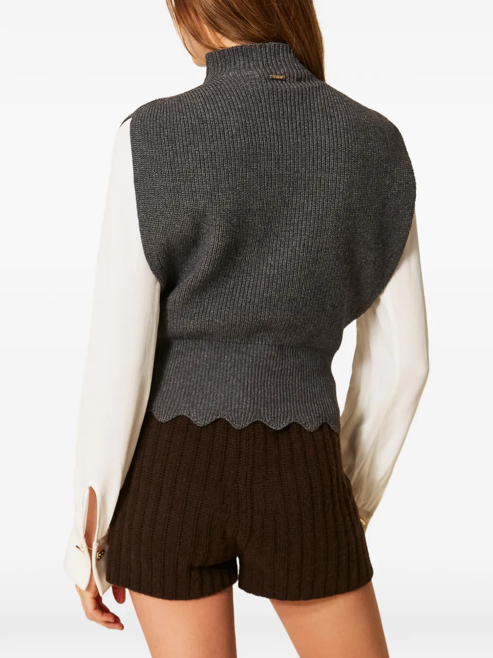 TWINSET Top van wolblend met broche Grijs