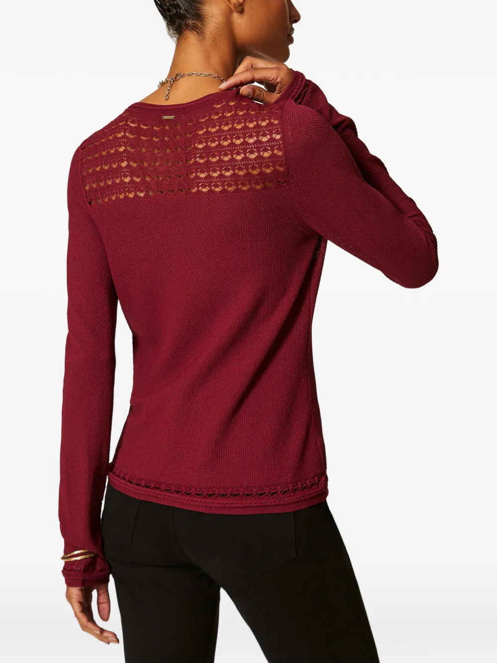 TWINSET Trui met ronde hals en kabelpatroon Rood